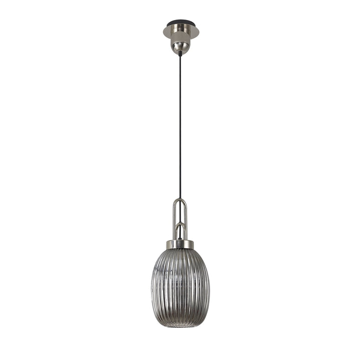 Nelson Lighting NLK05239 Amsterdam 1 Light Pendant Polished Nickel Matt Black