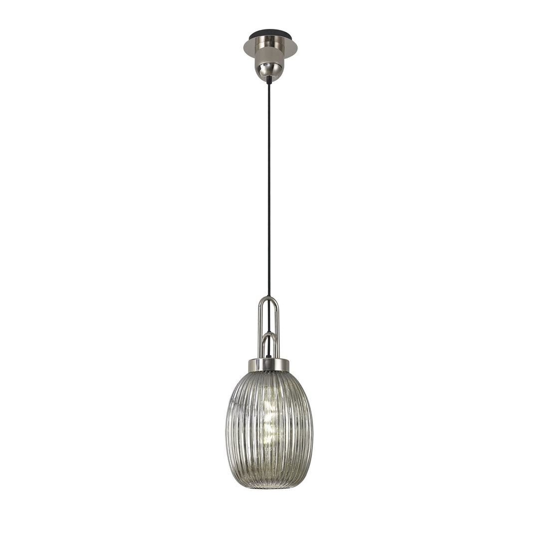 Nelson Lighting NLK05239 Amsterdam 1 Light Pendant Polished Nickel Matt Black