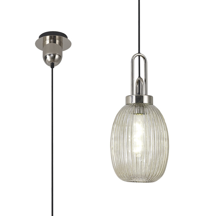 Nelson Lighting NLK05249 Amsterdam 1 Light Pendant Polished Nickel Matt Black