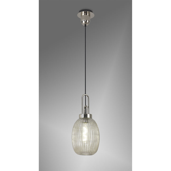 Nelson Lighting NLK05249 Amsterdam 1 Light Pendant Polished Nickel Matt Black