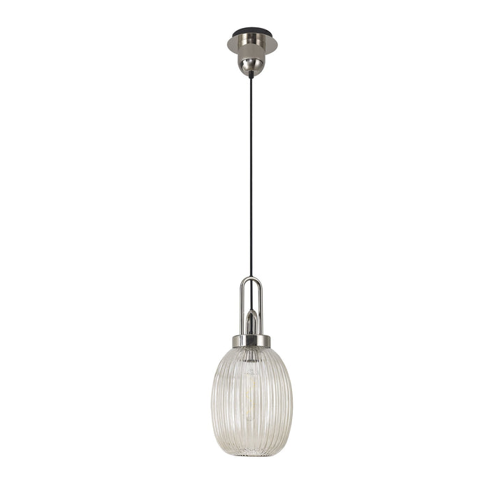 Nelson Lighting NLK05249 Amsterdam 1 Light Pendant Polished Nickel Matt Black