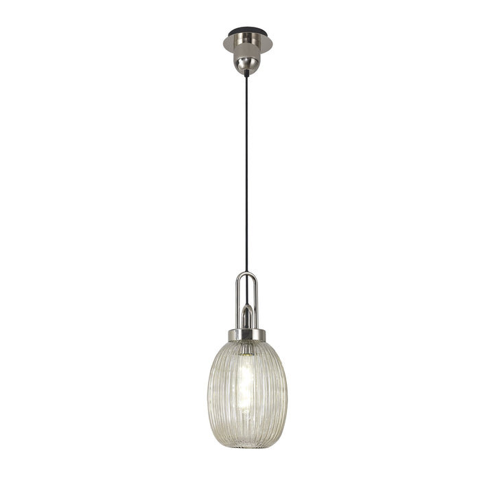 Nelson Lighting NLK05249 Amsterdam 1 Light Pendant Polished Nickel Matt Black