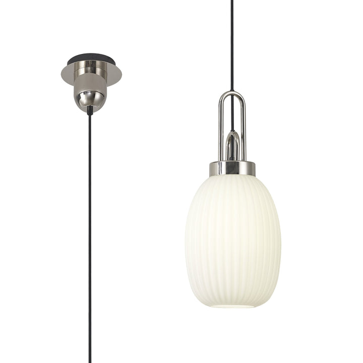 Nelson Lighting NLK05259 Amsterdam 1 Light Pendant Polished Nickel Matt Black