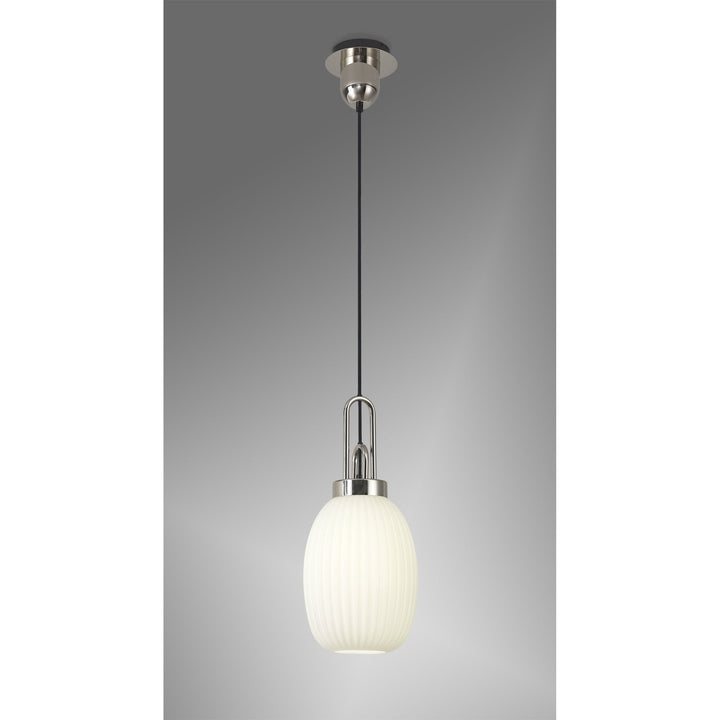 Nelson Lighting NLK05259 Amsterdam 1 Light Pendant Polished Nickel Matt Black