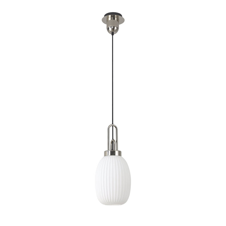 Nelson Lighting NLK05259 Amsterdam 1 Light Pendant Polished Nickel Matt Black