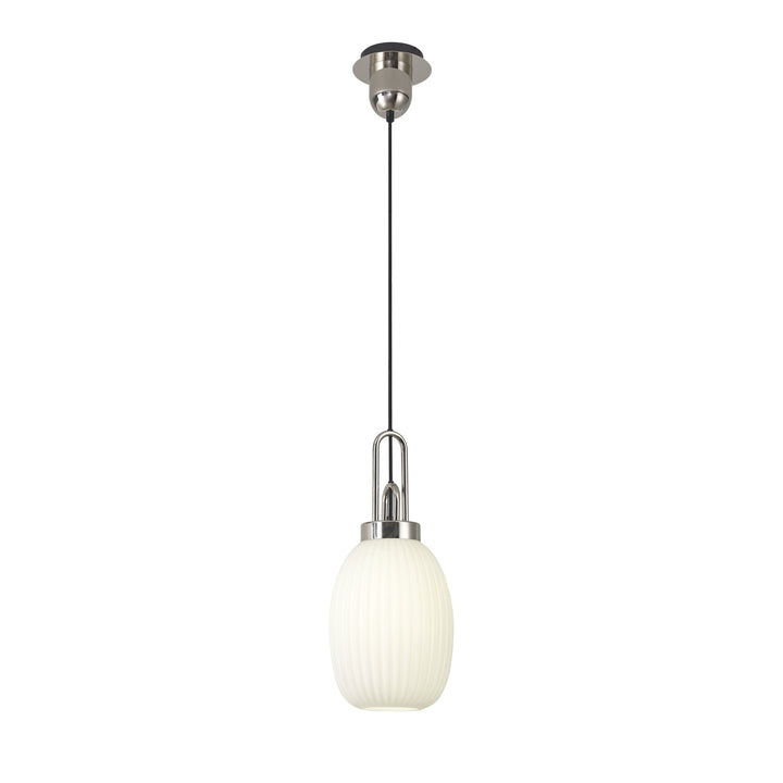 Nelson Lighting NLK05259 Amsterdam 1 Light Pendant Polished Nickel Matt Black