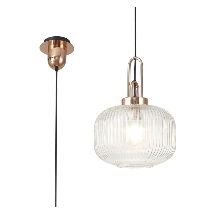 Nelson Lighting NLK05279 Amsterdam 1 Light Pendant Copper Matt Black