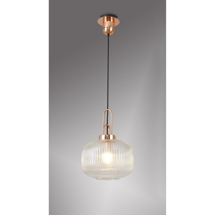 Nelson Lighting NLK05279 Amsterdam 1 Light Pendant Copper Matt Black