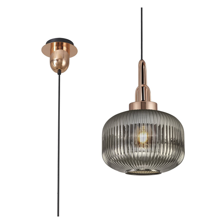 Nelson Lighting NLK05289 Amsterdam 1 Light Pendant Copper Matt Black