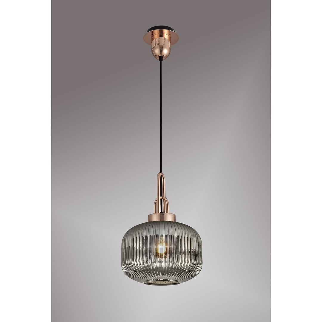 Nelson Lighting NLK05289 Amsterdam 1 Light Pendant Copper Matt Black