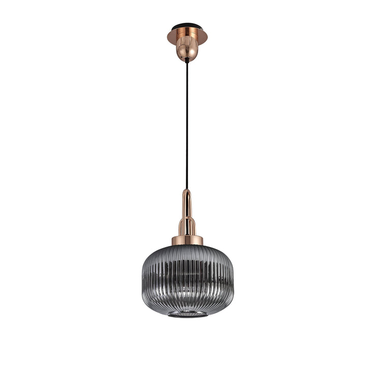 Nelson Lighting NLK05289 Amsterdam 1 Light Pendant Copper Matt Black