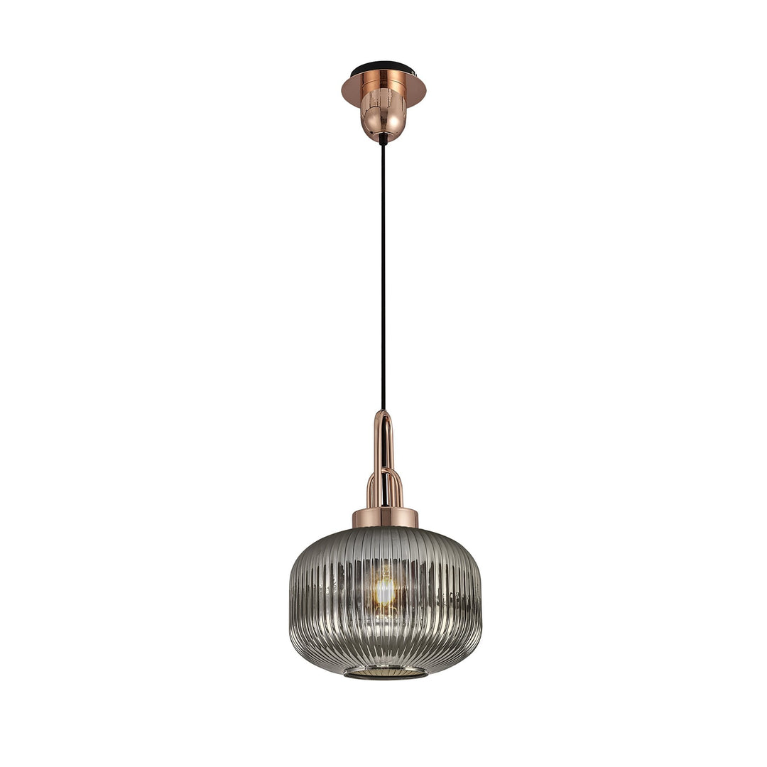 Nelson Lighting NLK05289 Amsterdam 1 Light Pendant Copper Matt Black