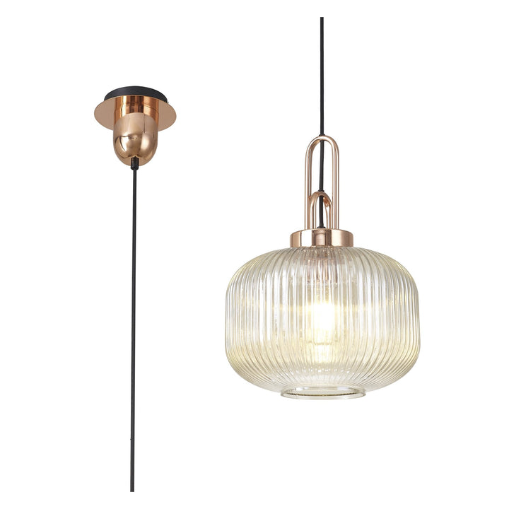 Nelson Lighting NLK05299 Amsterdam 1 Light Pendant Copper Matt Black