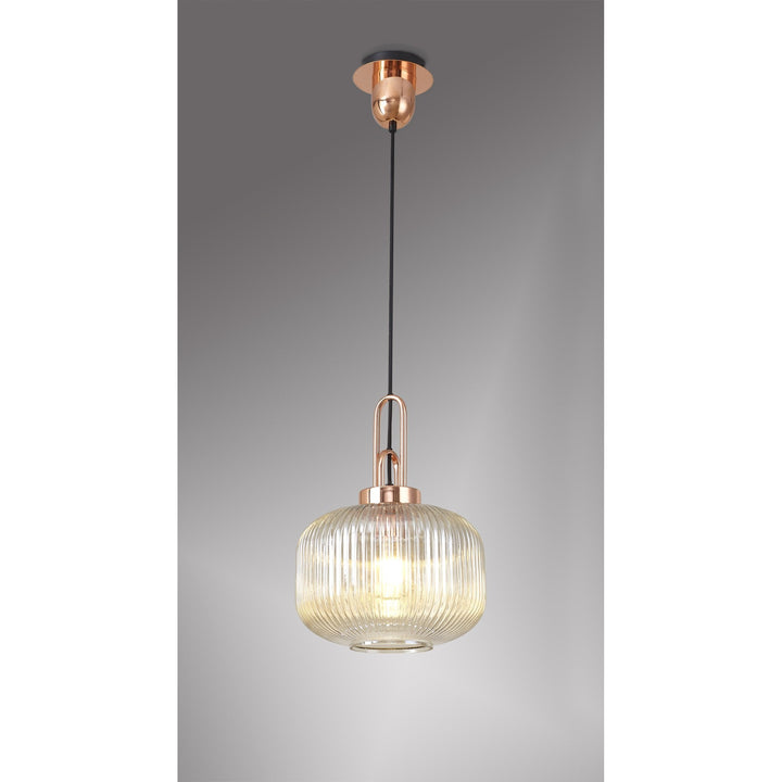 Nelson Lighting NLK05299 Amsterdam 1 Light Pendant Copper Matt Black