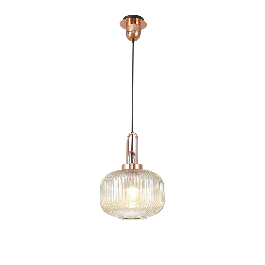 Nelson Lighting NLK05299 Amsterdam 1 Light Pendant Copper Matt Black