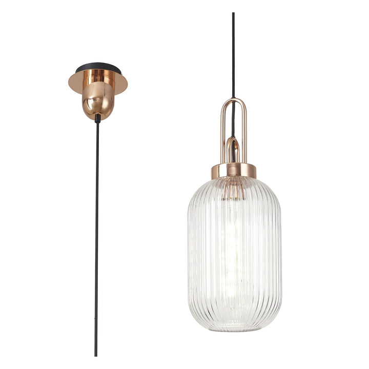 Nelson Lighting NLK05319 Amsterdam 1 Light Pendant Copper Matt Black