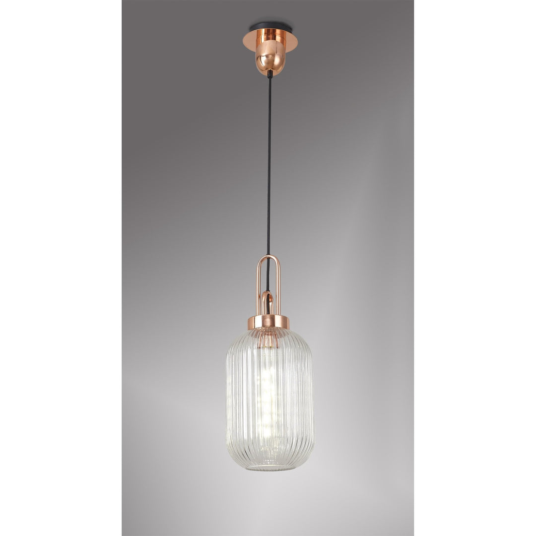 Nelson Lighting NLK05319 Amsterdam 1 Light Pendant Copper Matt Black