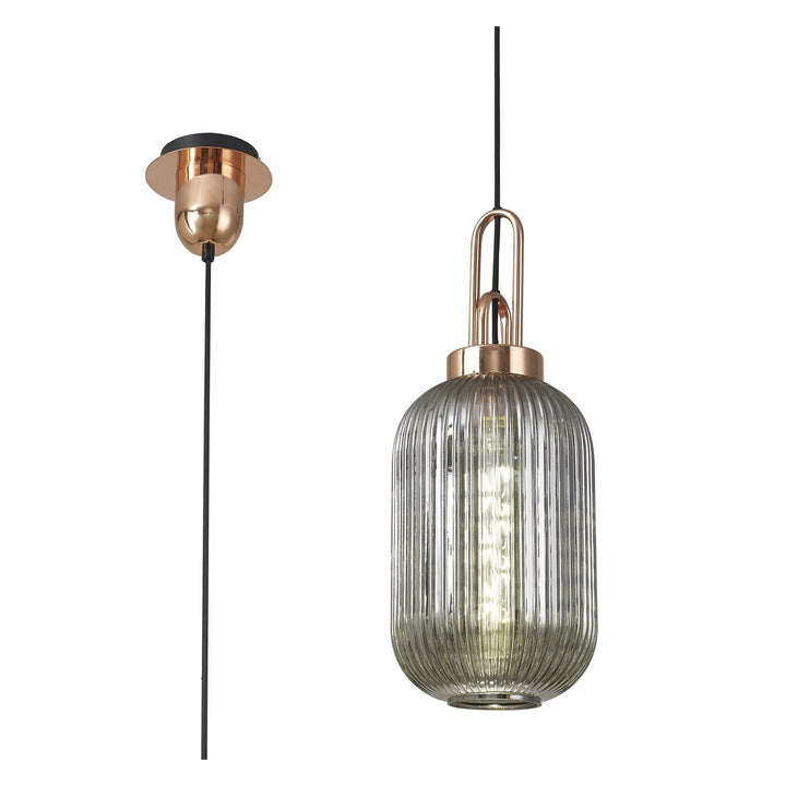 Nelson Lighting NLK05329 Amsterdam 1 Light Pendant Copper Matt Black