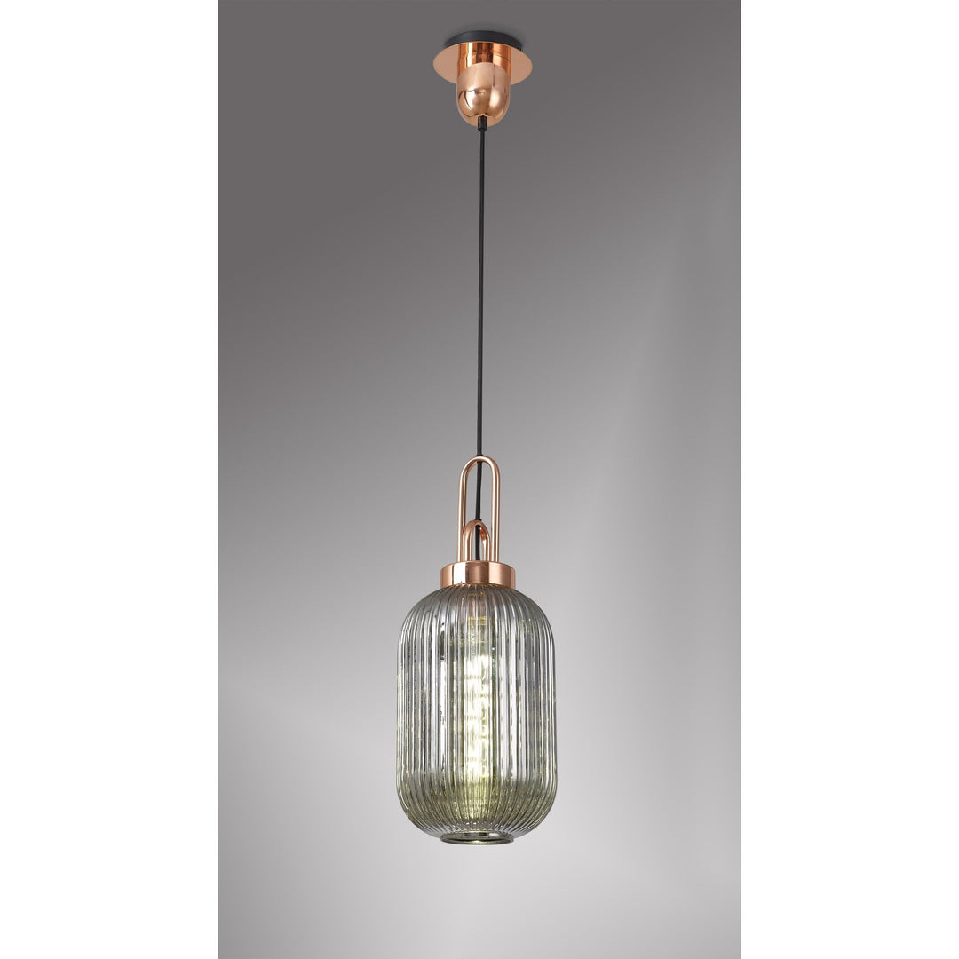 Nelson Lighting NLK05329 Amsterdam 1 Light Pendant Copper Matt Black