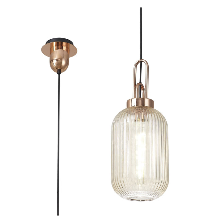 Nelson Lighting NLK05339 Amsterdam 1 Light Pendant Copper Matt Black