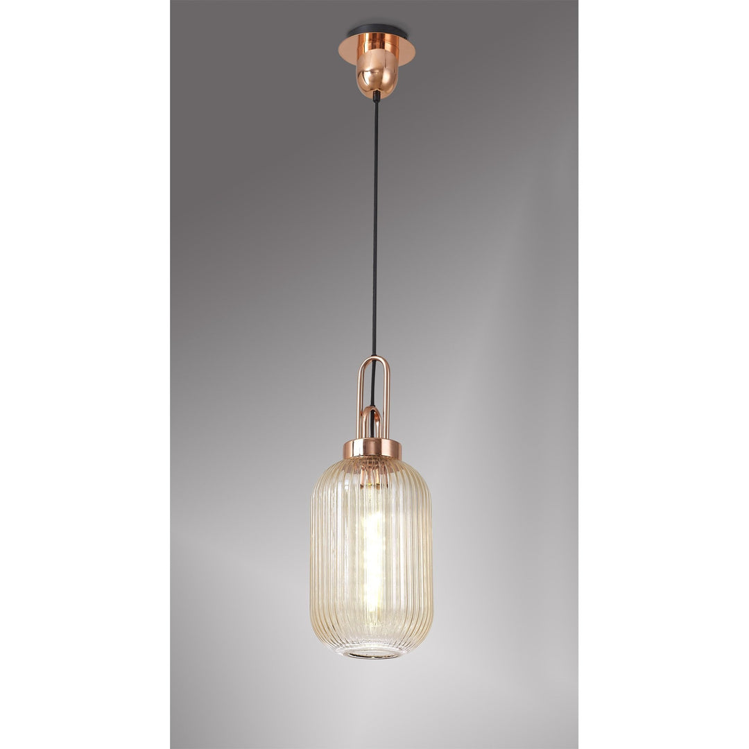 Nelson Lighting NLK05339 Amsterdam 1 Light Pendant Copper Matt Black