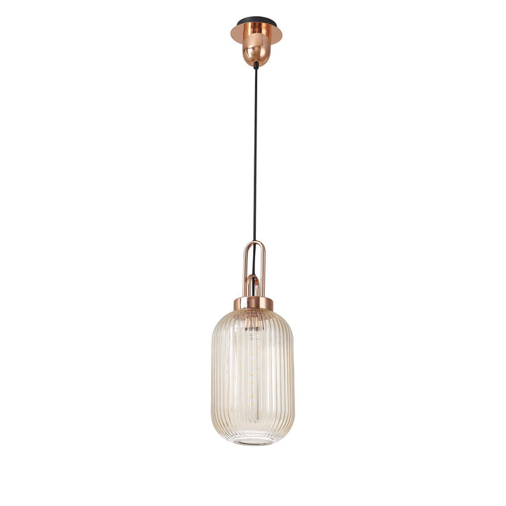 Nelson Lighting NLK05339 Amsterdam 1 Light Pendant Copper Matt Black