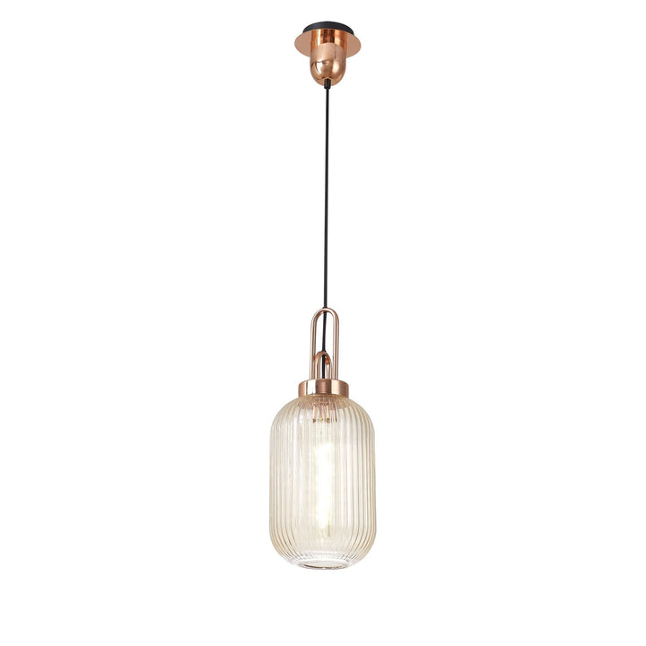 Nelson Lighting NLK05339 Amsterdam 1 Light Pendant Copper Matt Black