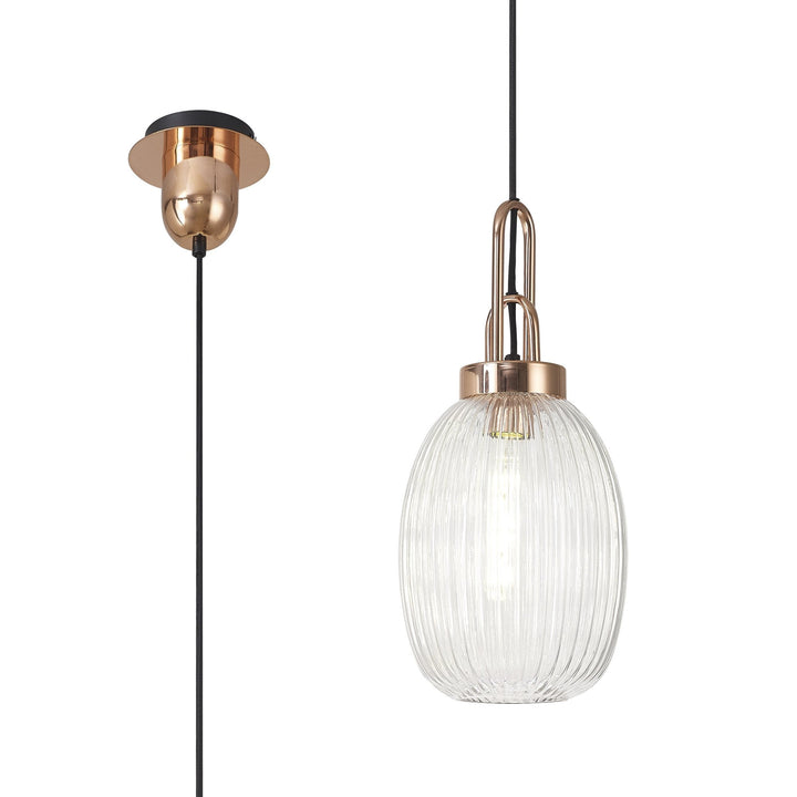 Nelson Lighting NLK05349 Amsterdam 1 Light Pendant Copper Matt Black