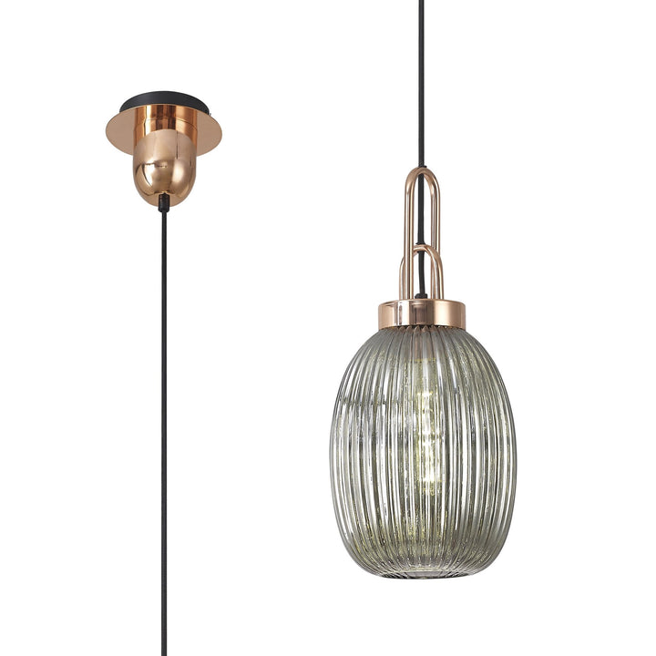 Nelson Lighting NLK05359 Amsterdam 1 Light Pendant Copper Matt Black