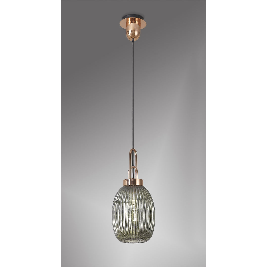 Nelson Lighting NLK05359 Amsterdam 1 Light Pendant Copper Matt Black