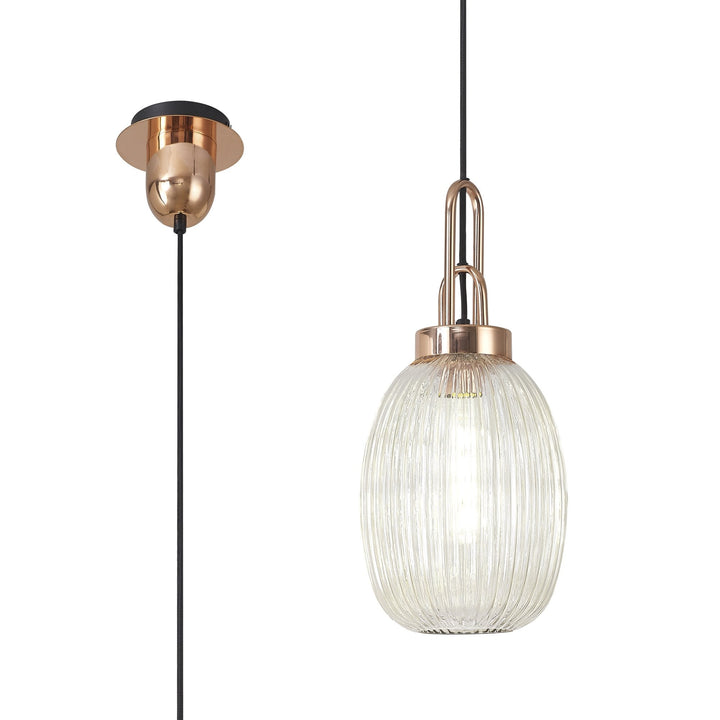 Nelson Lighting NLK05369 Amsterdam 1 Light Pendant Copper Matt Black