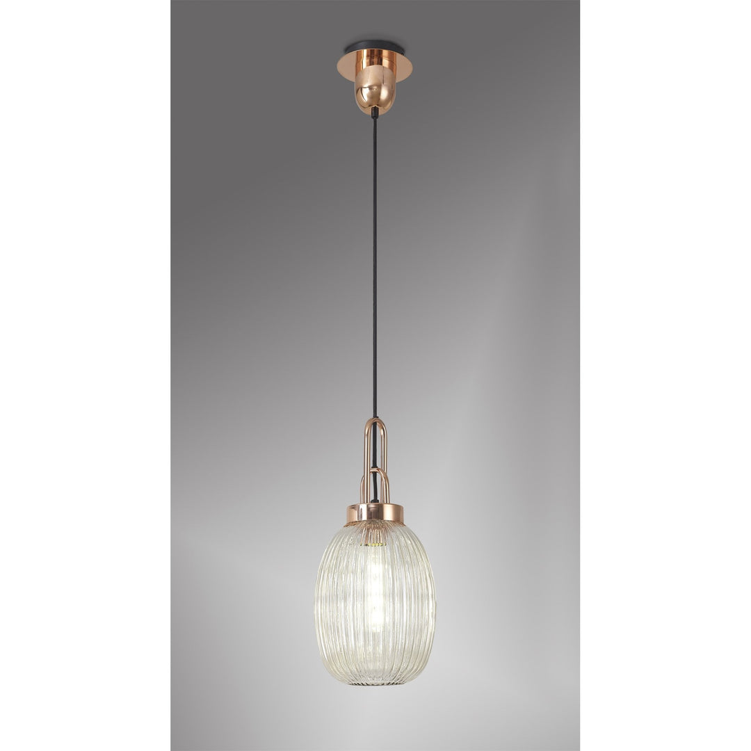 Nelson Lighting NLK05369 Amsterdam 1 Light Pendant Copper Matt Black