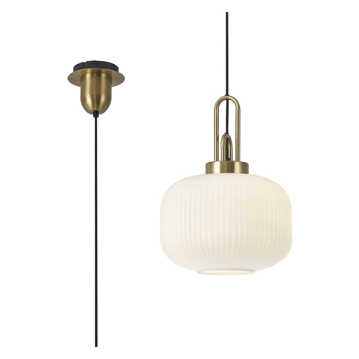 Nelson Lighting NLK05389 Amsterdam 1 Light Pendant Brass Gold Matt Black