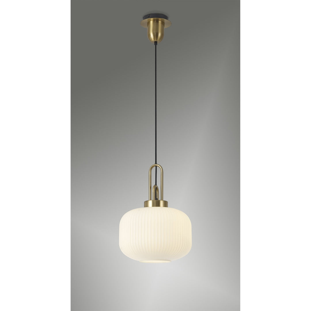 Nelson Lighting NLK05389 Amsterdam 1 Light Pendant Brass Gold Matt Black