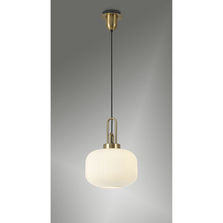 Nelson Lighting NLK05389 Amsterdam 1 Light Pendant Brass Gold Matt Black