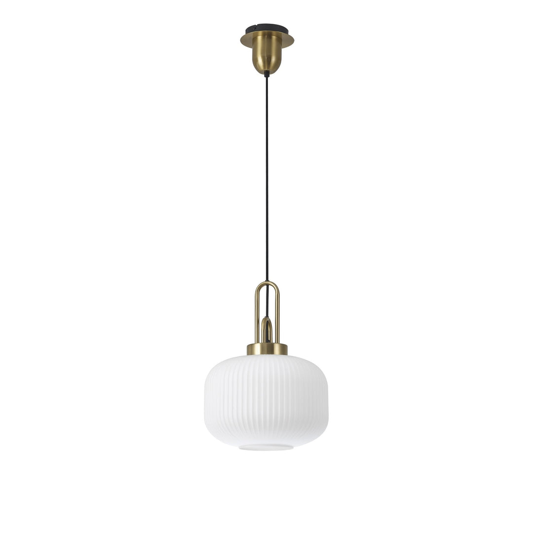 Nelson Lighting NLK05389 Amsterdam 1 Light Pendant Brass Gold Matt Black