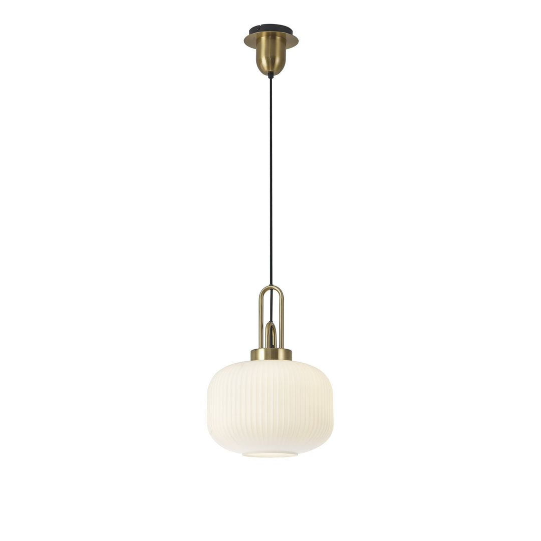 Nelson Lighting NLK05389 Amsterdam 1 Light Pendant Brass Gold Matt Black