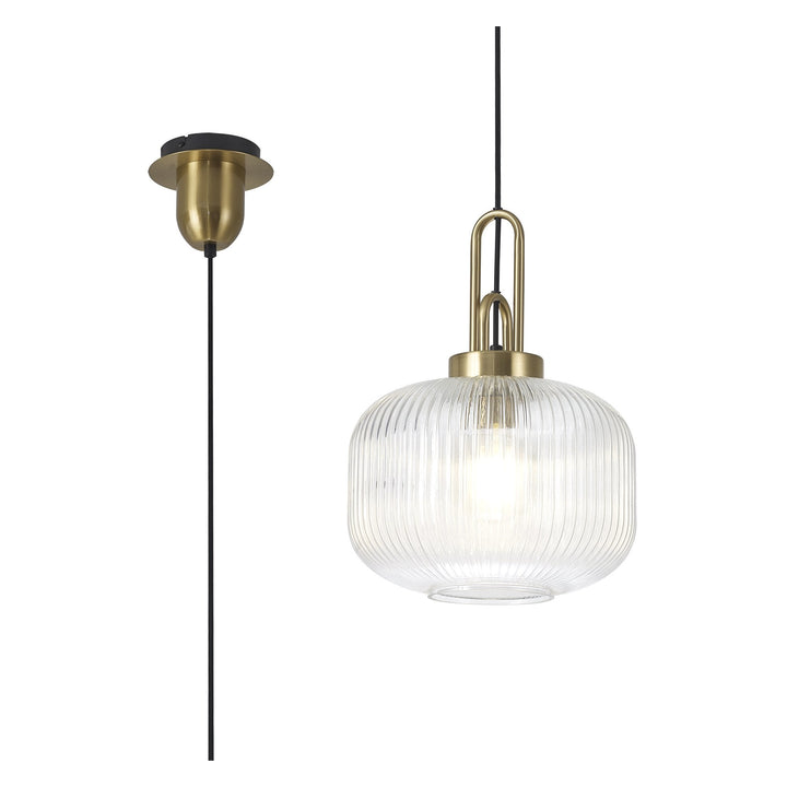 Nelson Lighting NLK05399 Amsterdam 1 Light Pendant Brass Gold Matt Black