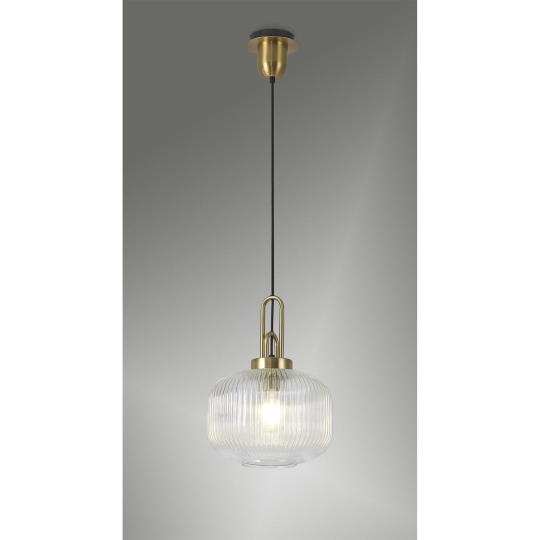 Nelson Lighting NLK05399 Amsterdam 1 Light Pendant Brass Gold Matt Black