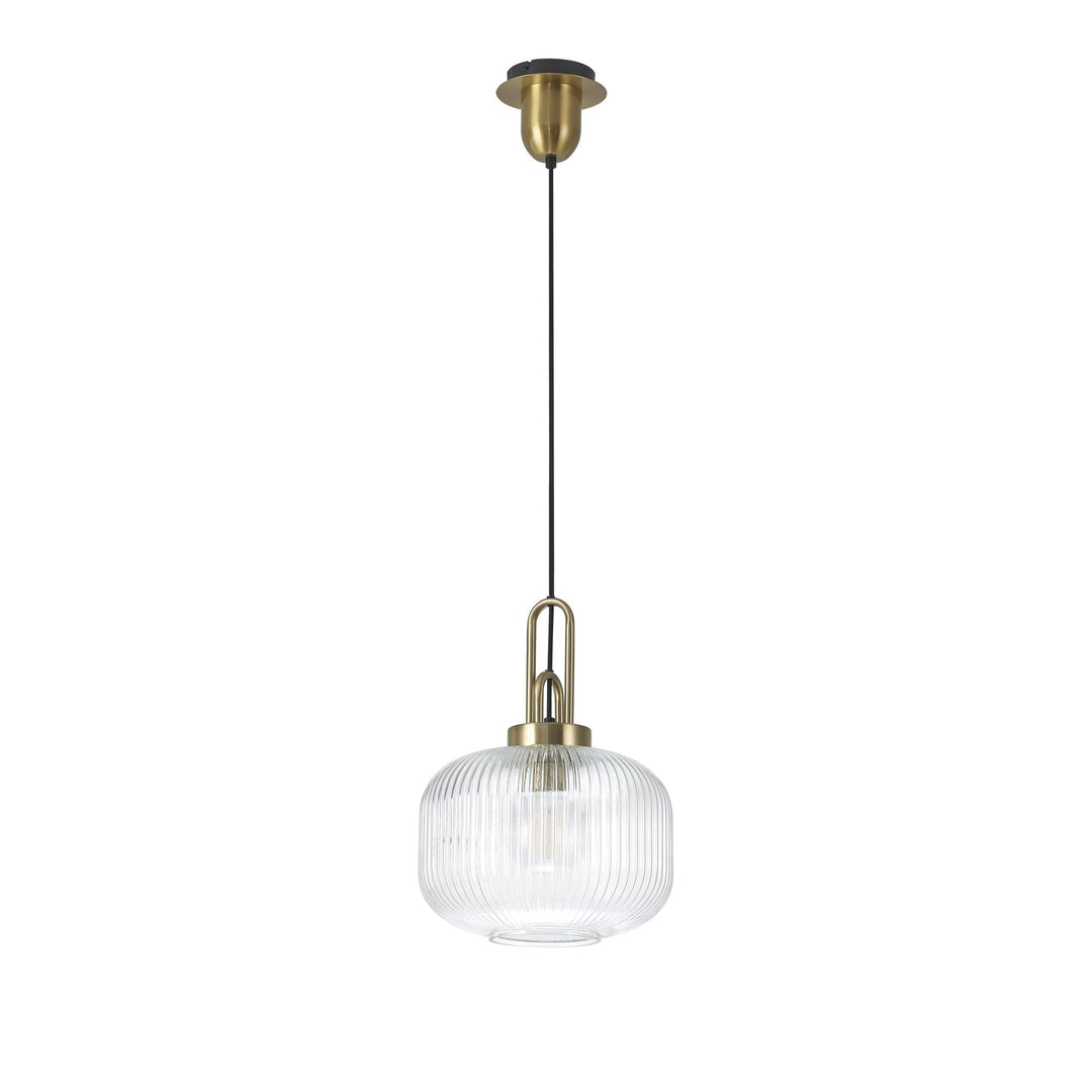 Nelson Lighting NLK05399 Amsterdam 1 Light Pendant Brass Gold Matt Black