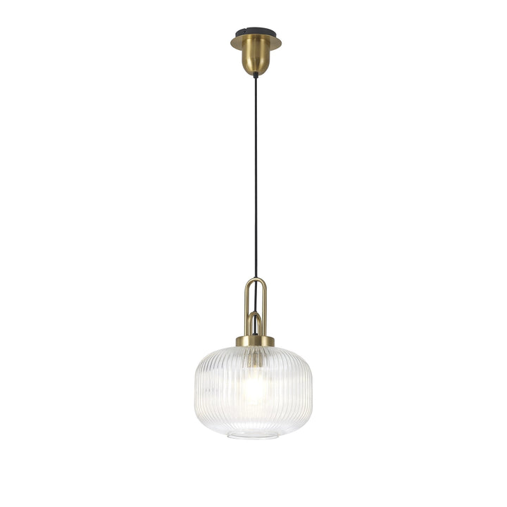 Nelson Lighting NLK05399 Amsterdam 1 Light Pendant Brass Gold Matt Black