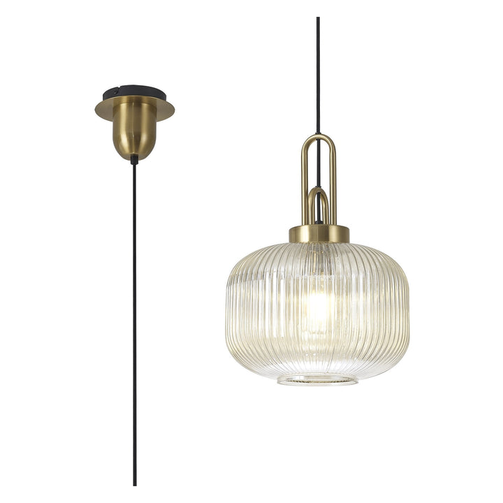 Nelson Lighting NLK05409 Amsterdam 1 Light Pendant Brass Gold Matt Black