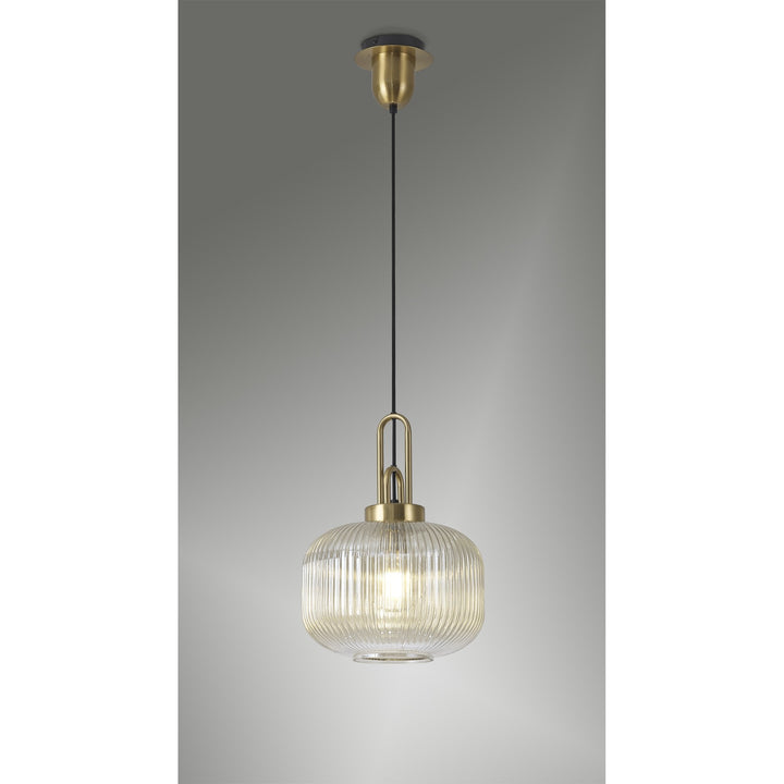 Nelson Lighting NLK05409 Amsterdam 1 Light Pendant Brass Gold Matt Black