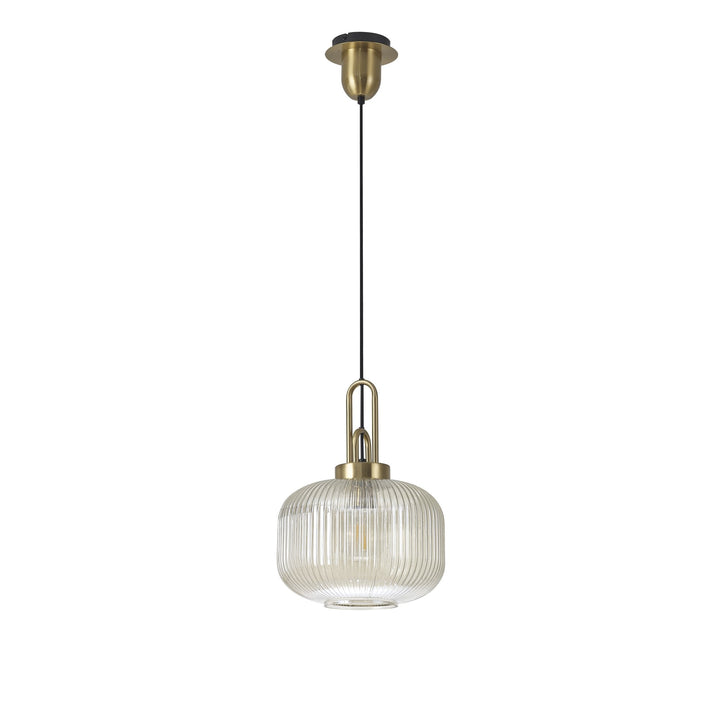 Nelson Lighting NLK05409 Amsterdam 1 Light Pendant Brass Gold Matt Black