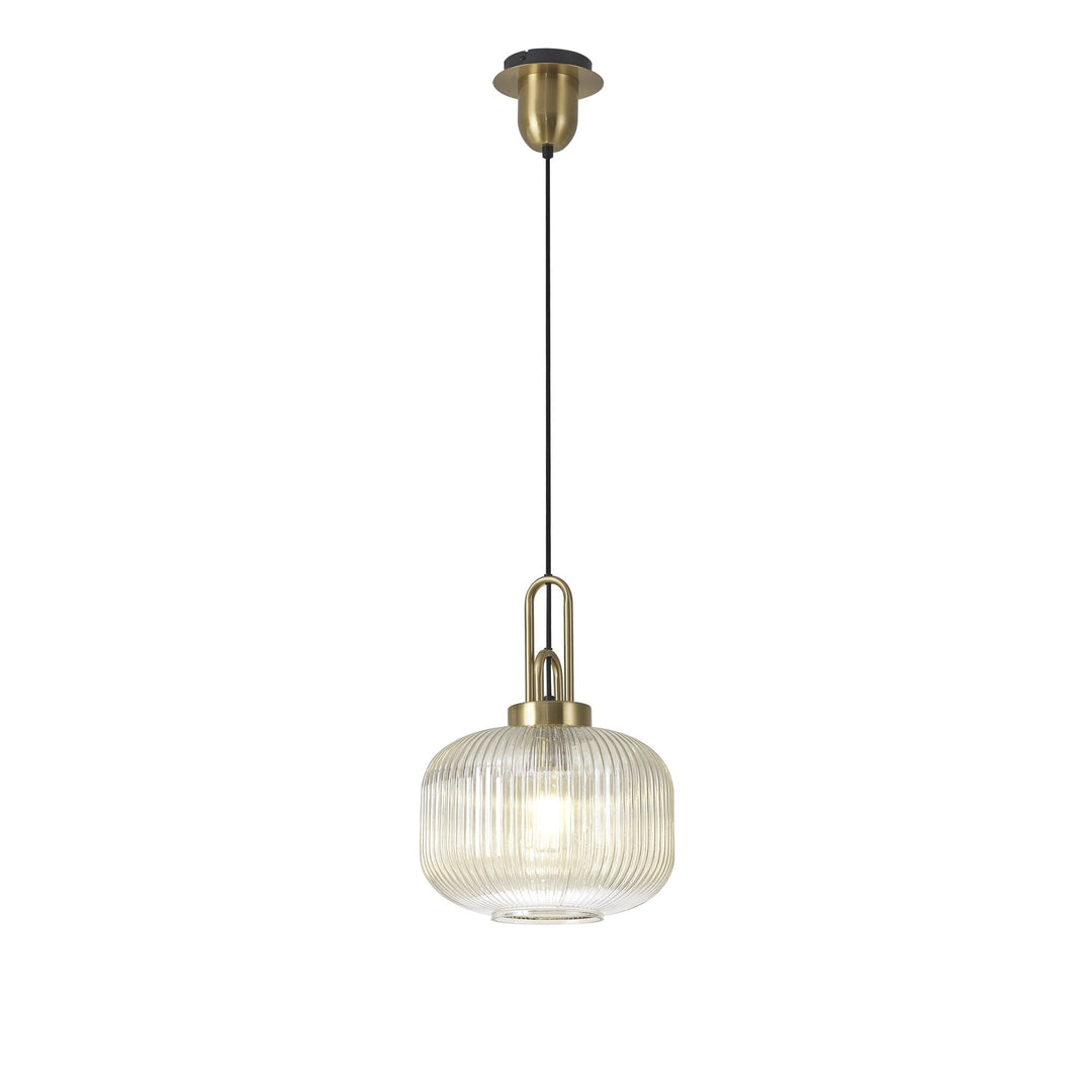 Nelson Lighting NLK05409 Amsterdam 1 Light Pendant Brass Gold Matt Black