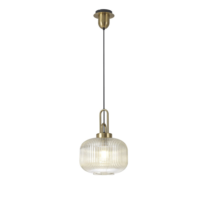 Nelson Lighting NLK05409 Amsterdam 1 Light Pendant Brass Gold Matt Black