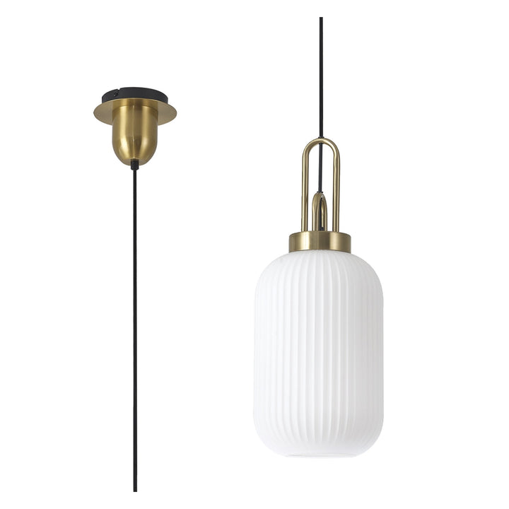 Nelson Lighting NLK05419 Amsterdam 1 Light Pendant Brass Gold Matt Black