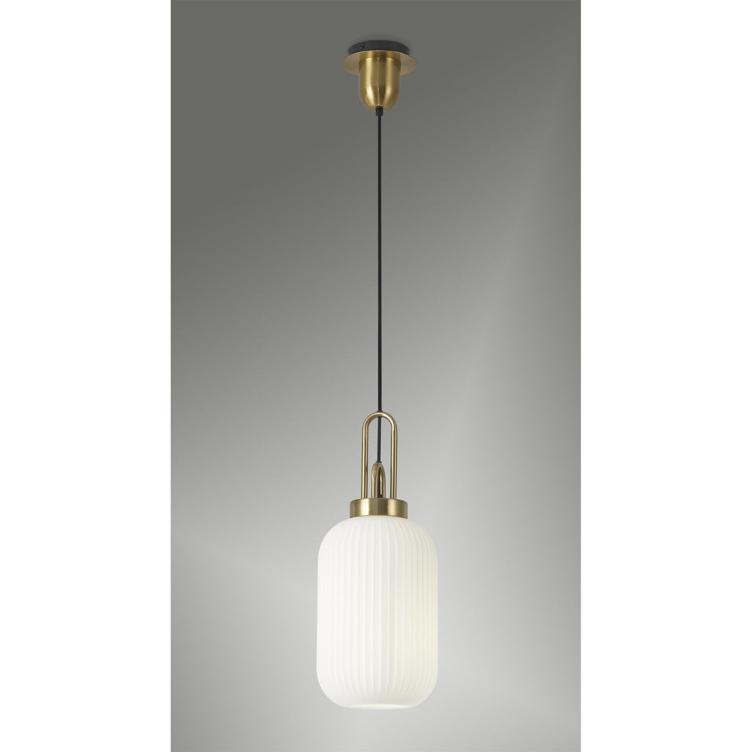 Nelson Lighting NLK05419 Amsterdam 1 Light Pendant Brass Gold Matt Black