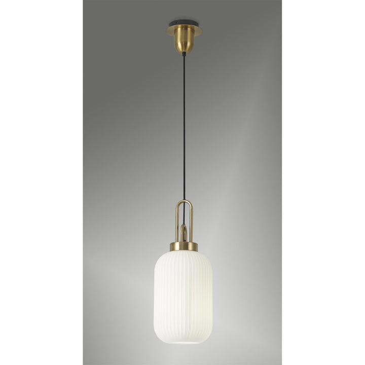 Nelson Lighting NLK05419 Amsterdam 1 Light Pendant Brass Gold Matt Black