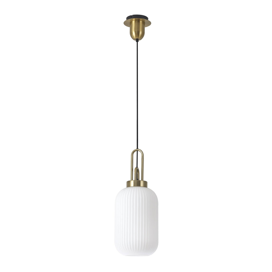 Nelson Lighting NLK05419 Amsterdam 1 Light Pendant Brass Gold Matt Black